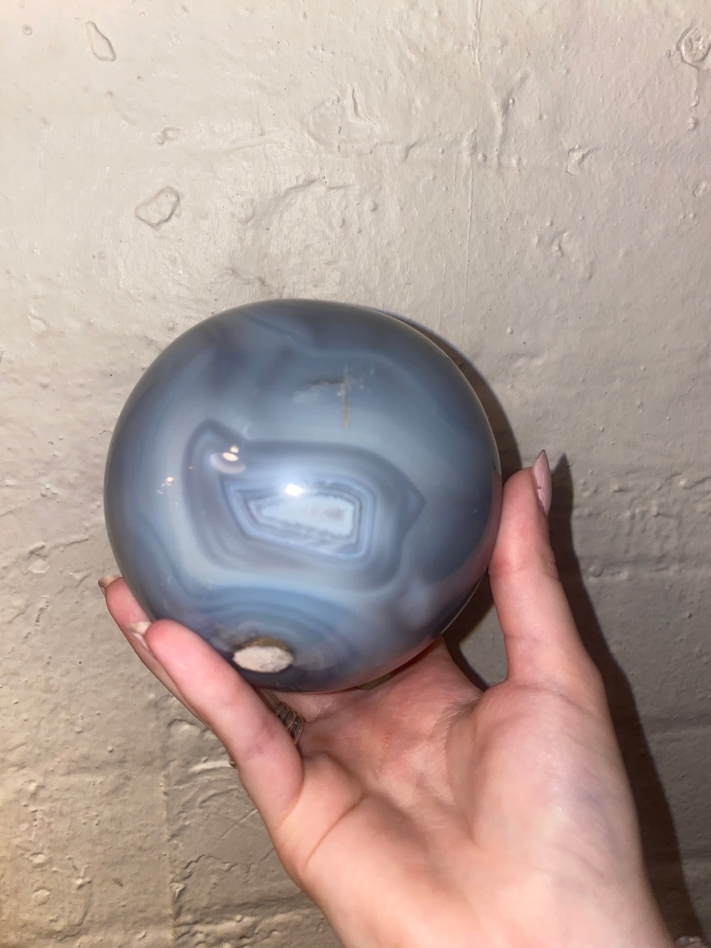 (50% off from £140!) 1.4kg XL blue agate sphere and gold tall stand