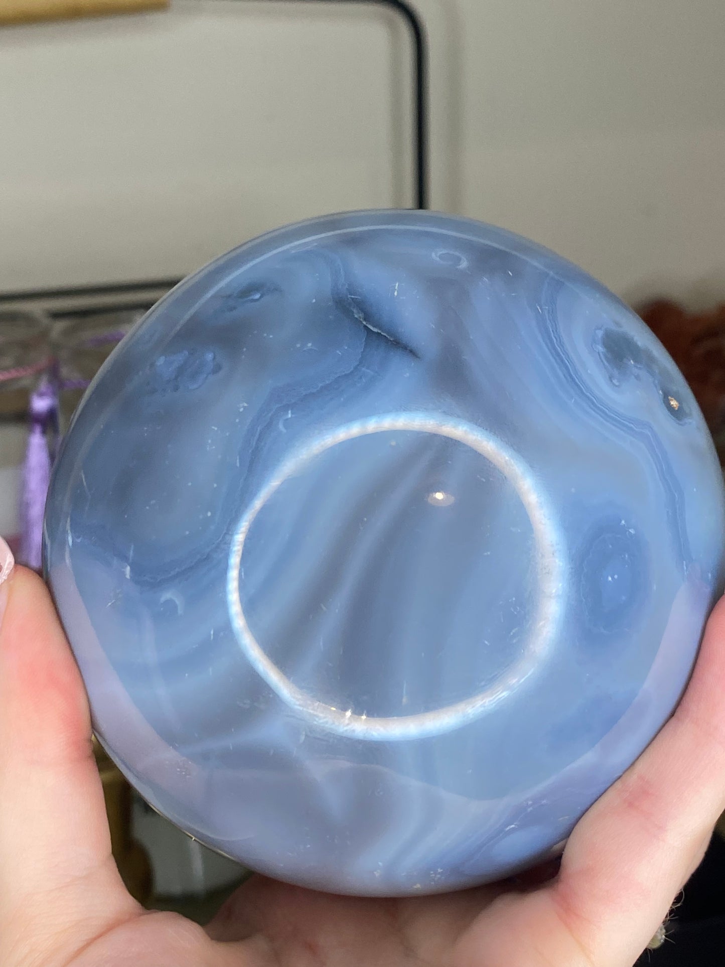 (50% off from £140!) 1.4kg XL blue agate sphere and gold tall stand