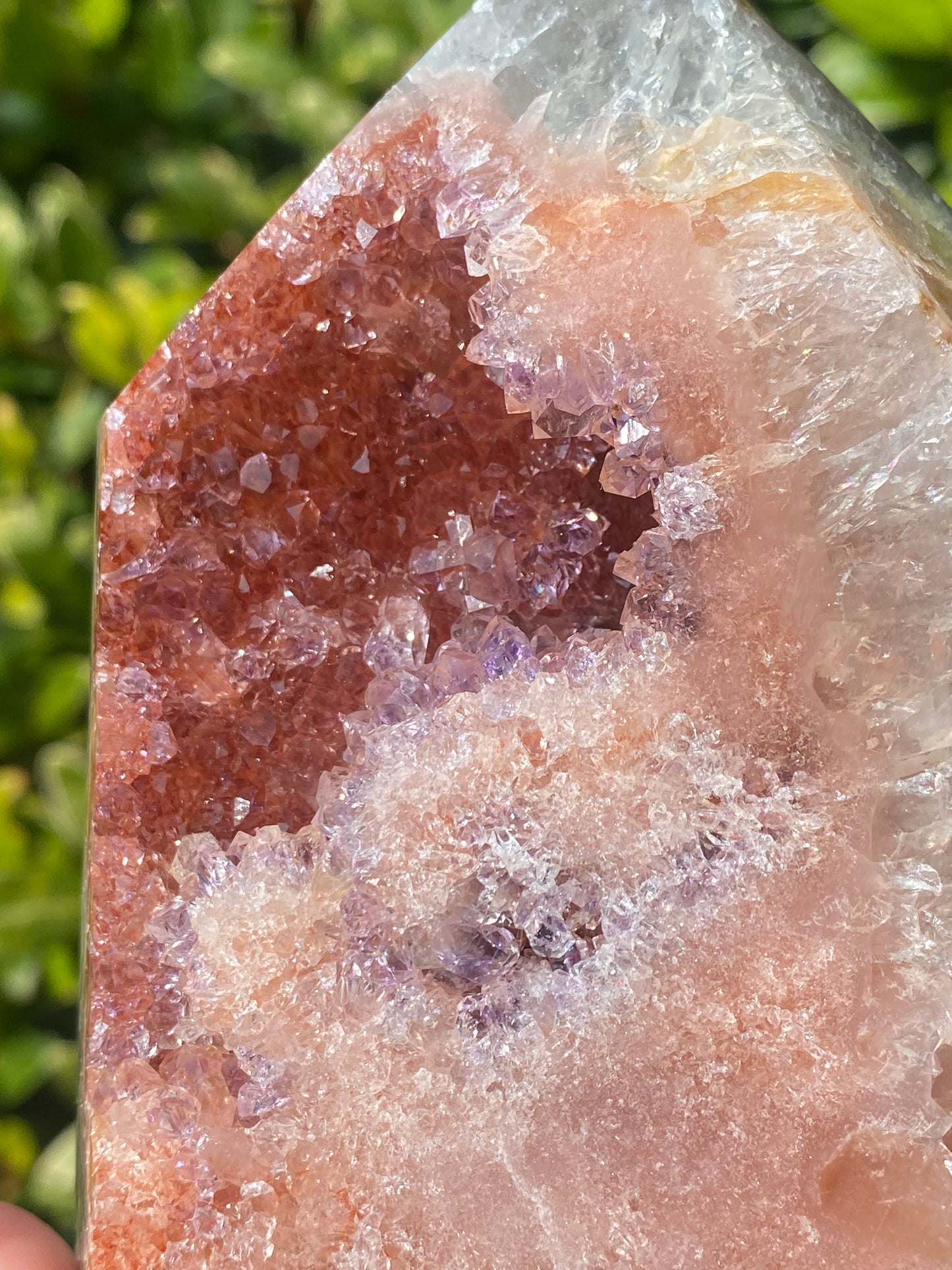 XL pink amethyst tower with agate