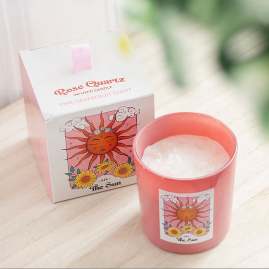 The sun rose quartz chip candle