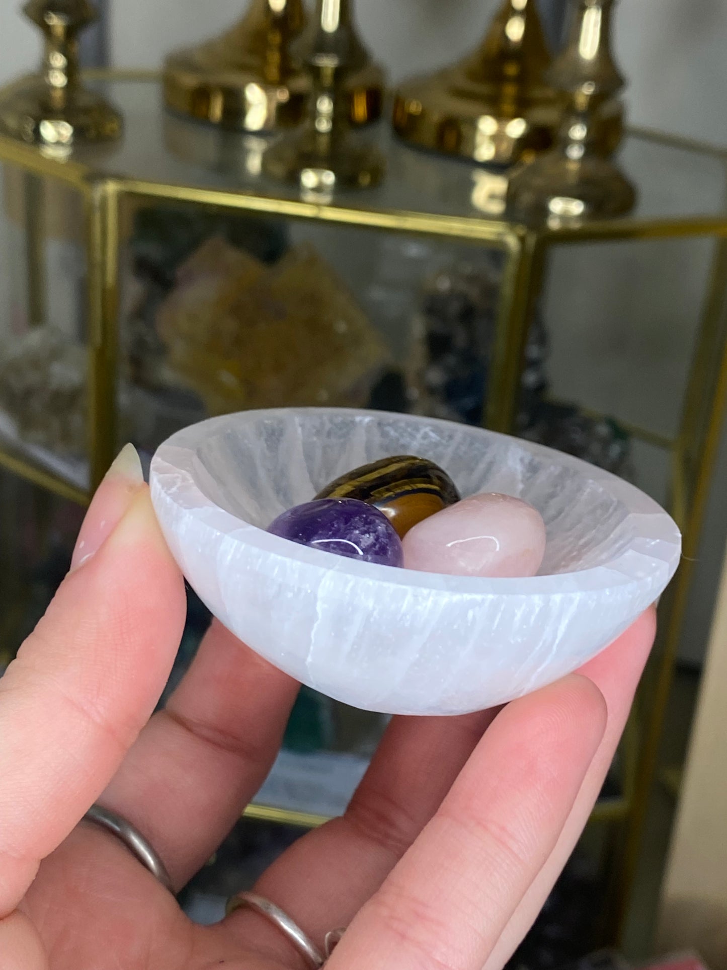 Mini selenite bowl and tumble bundle