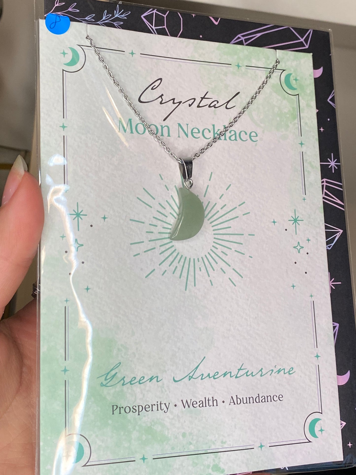 Green aventurine necklace and card