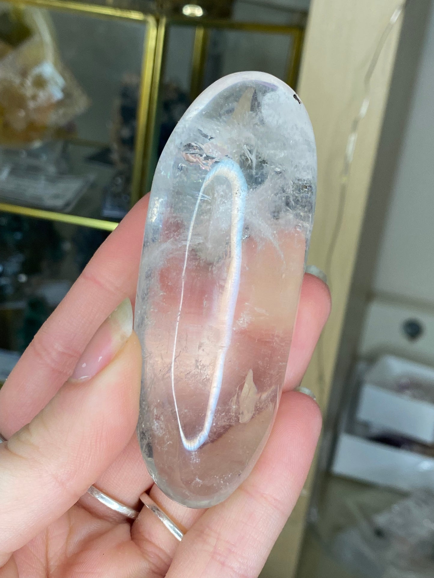 Large clear quartz palm