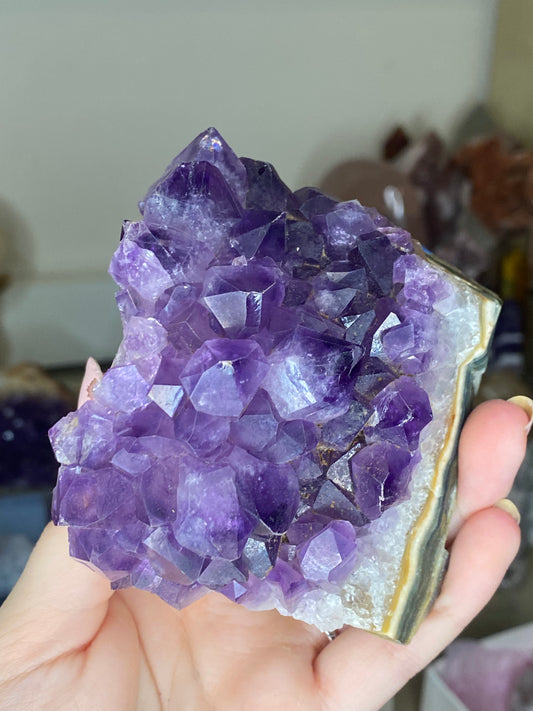 Deep purple Indian amethyst with agate banding