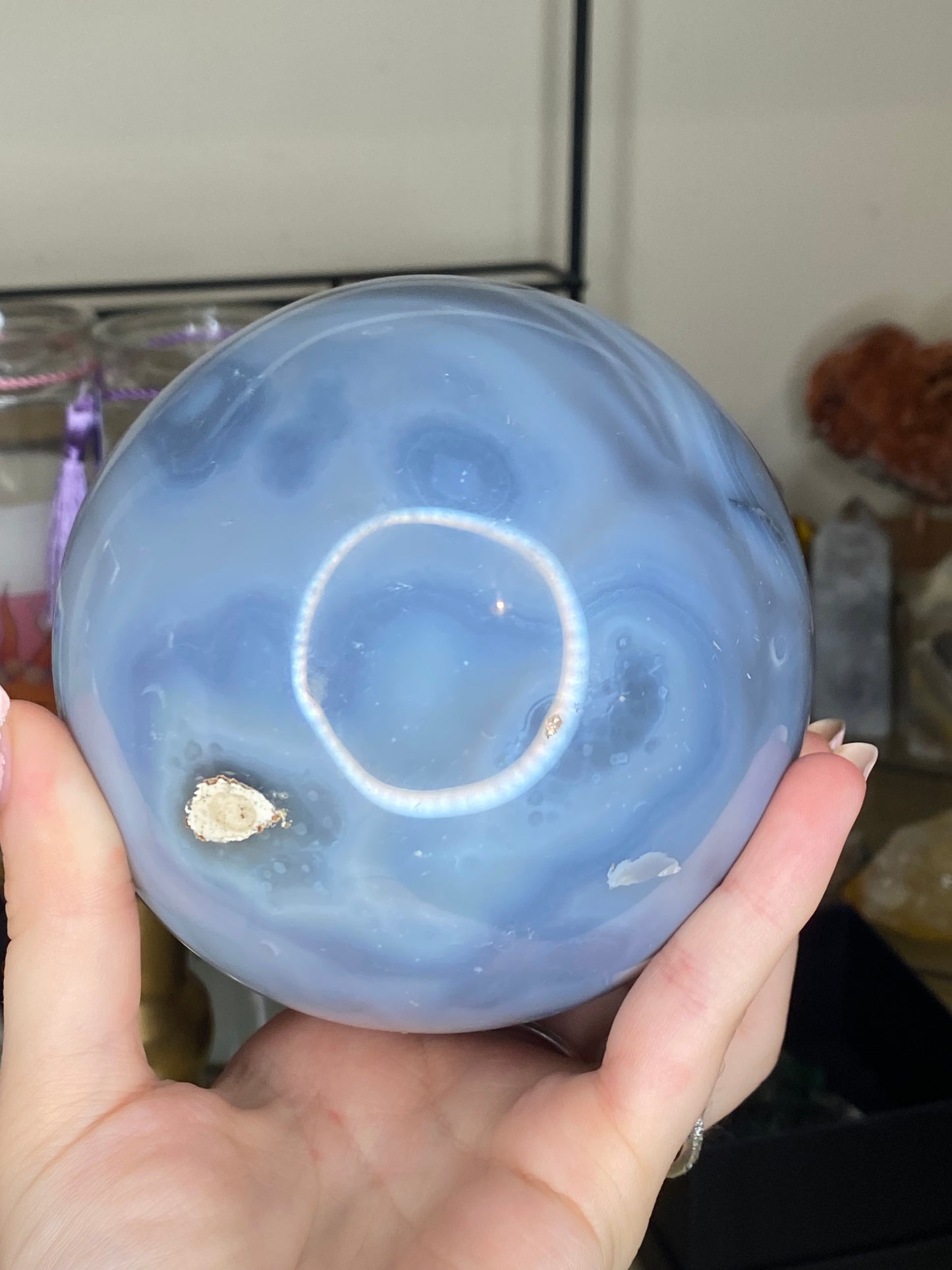 (50% off from £140!) 1.4kg XL blue agate sphere and stand