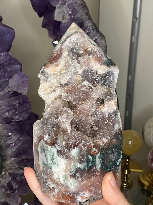 XL pink amethyst tower (over 1kg)