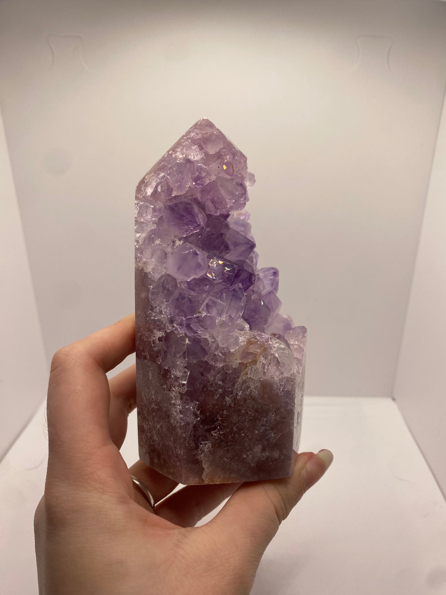 Large high grade pink amethyst tower