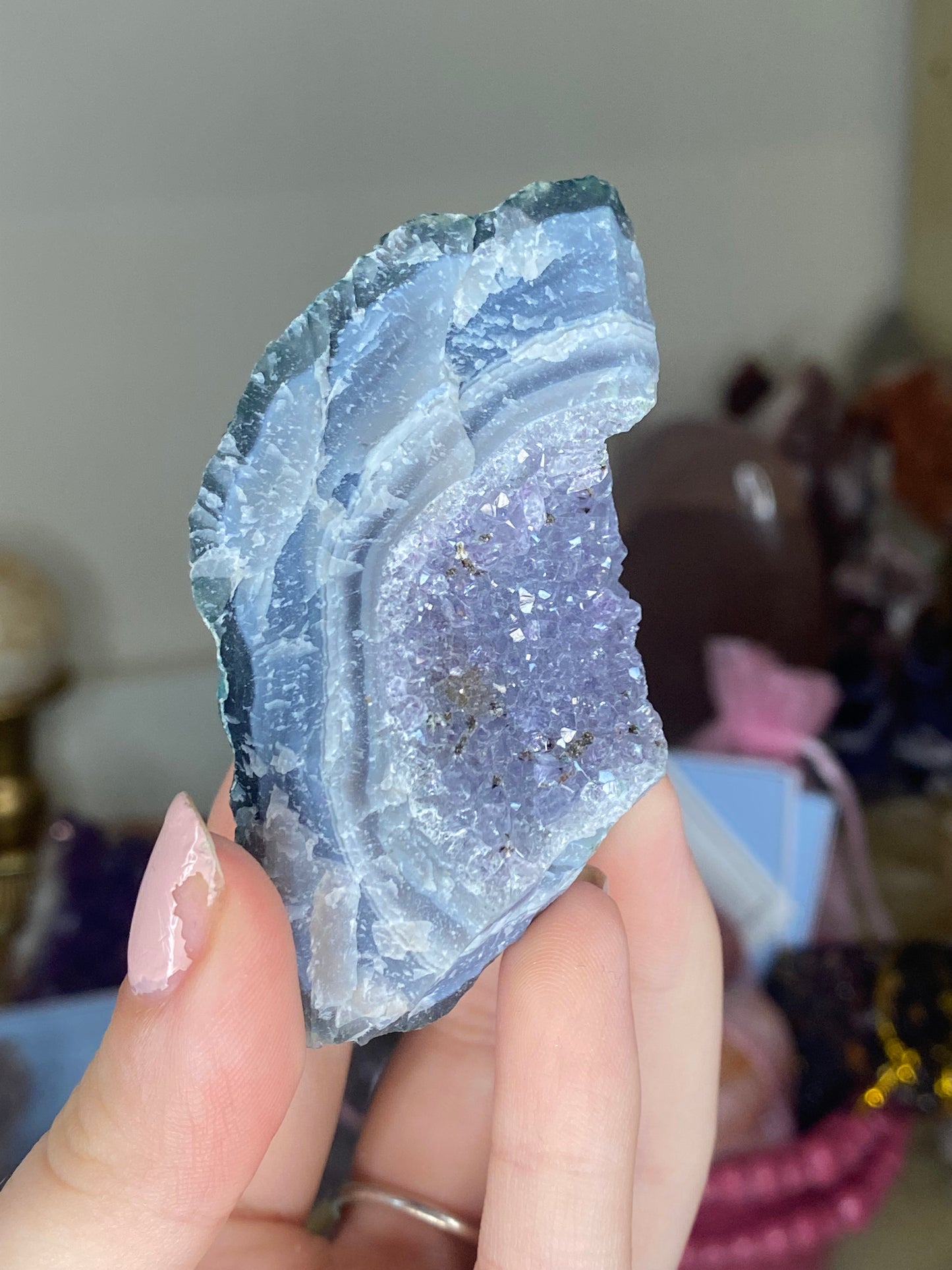 Raw Indian amethyst with blue lace agate