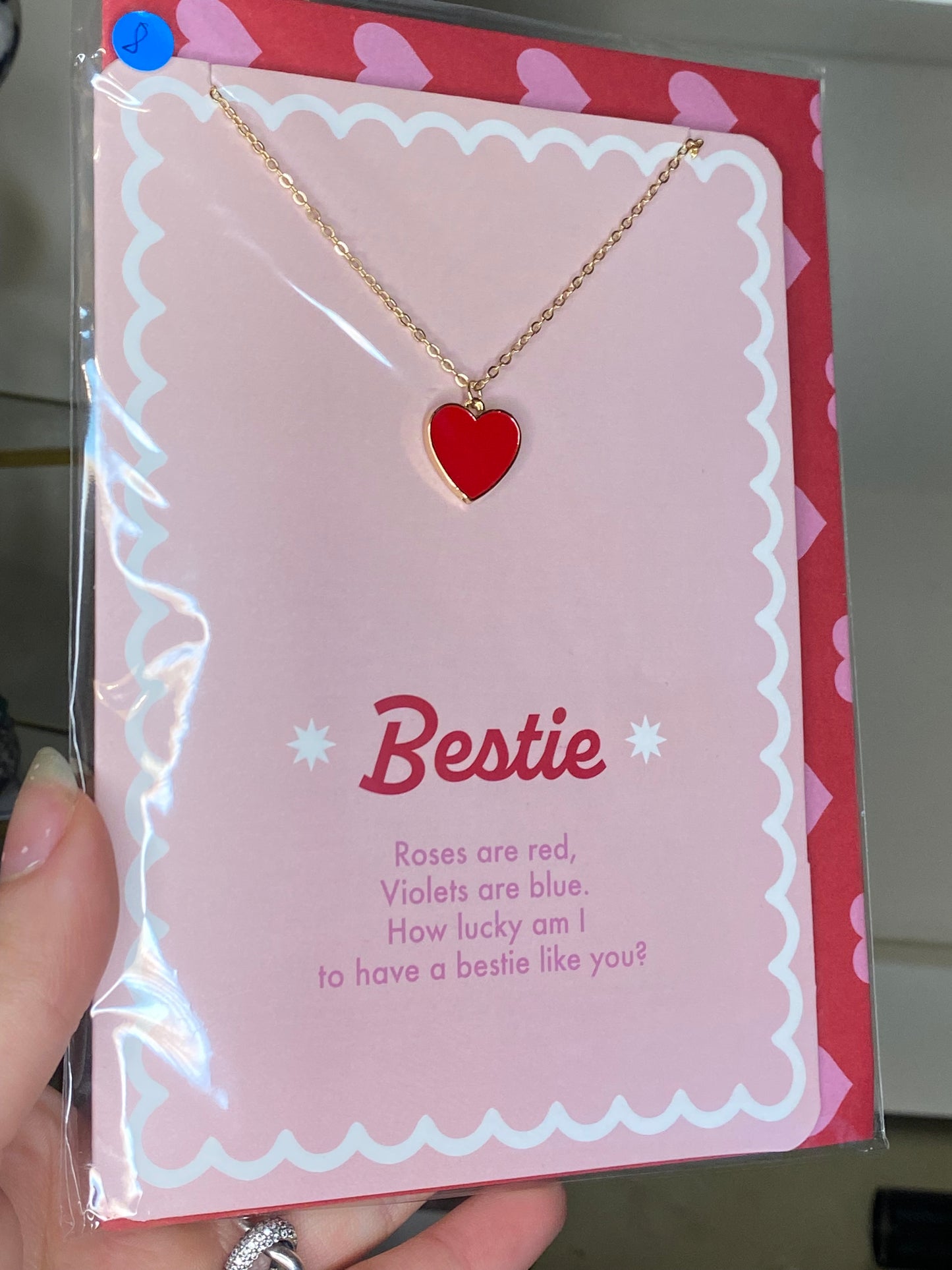 Bestie necklace and greeting card