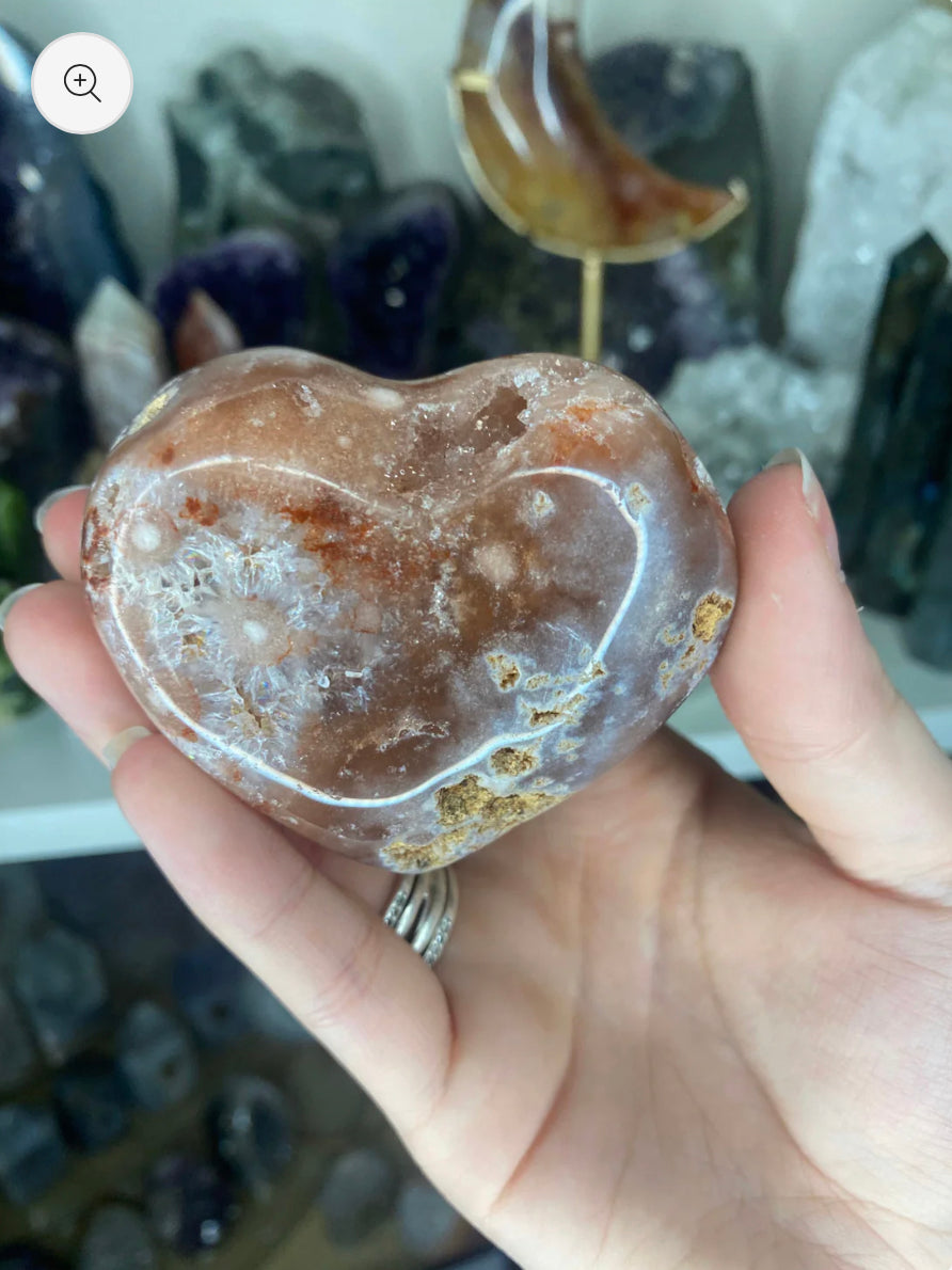 High grade pink amethyst heart and stand