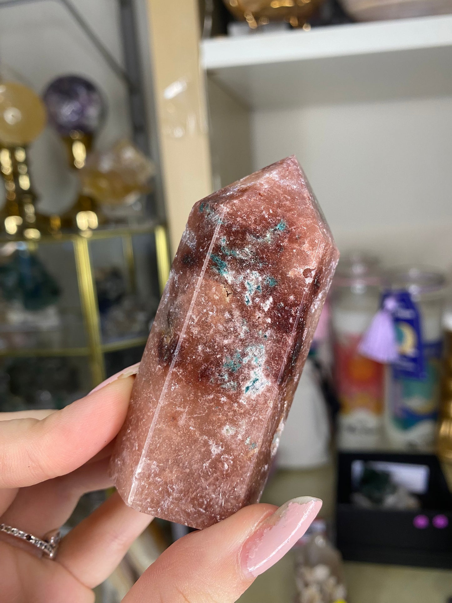 Small druzy pink amethyst tower