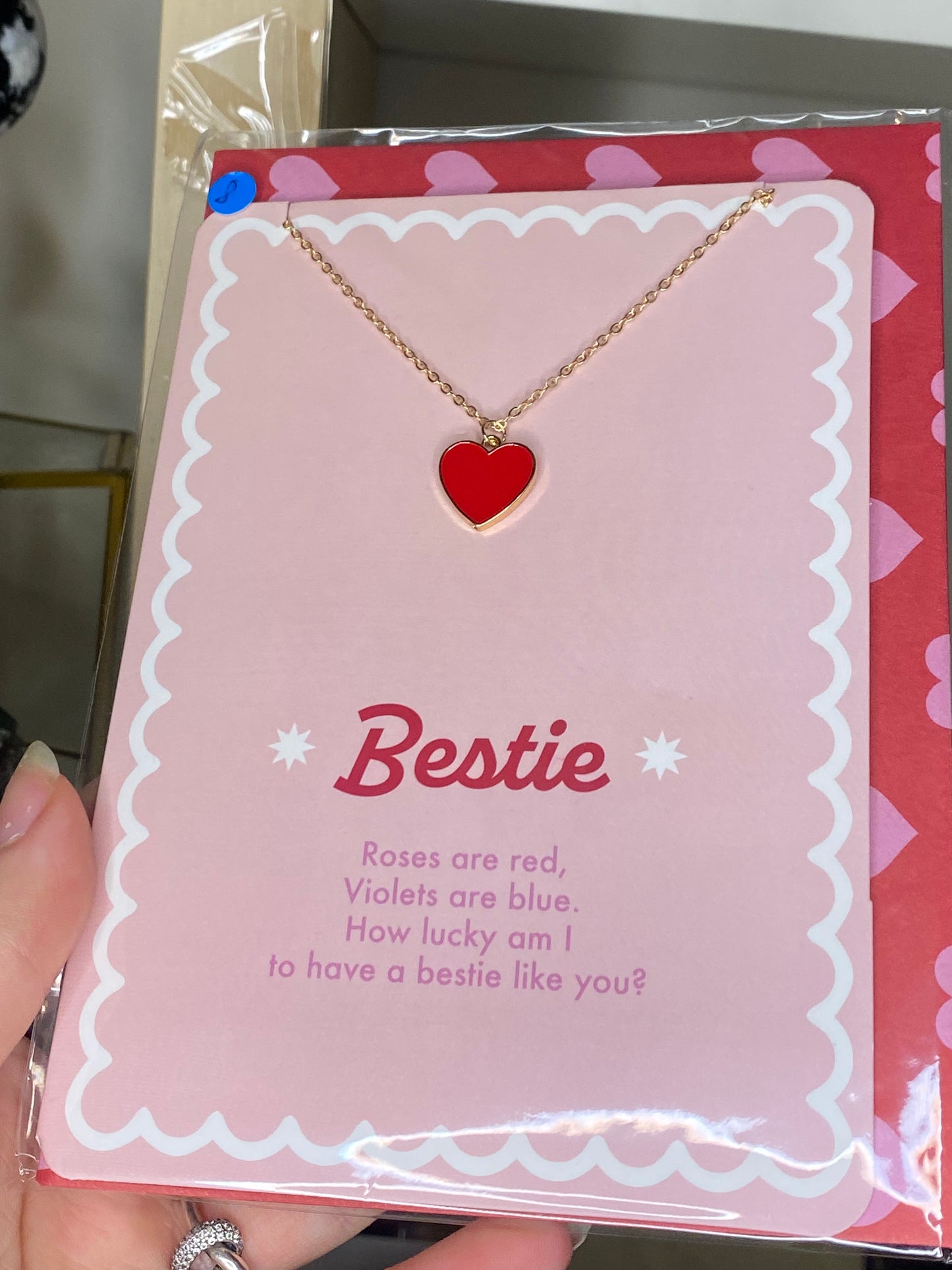 Bestie necklace and greeting card