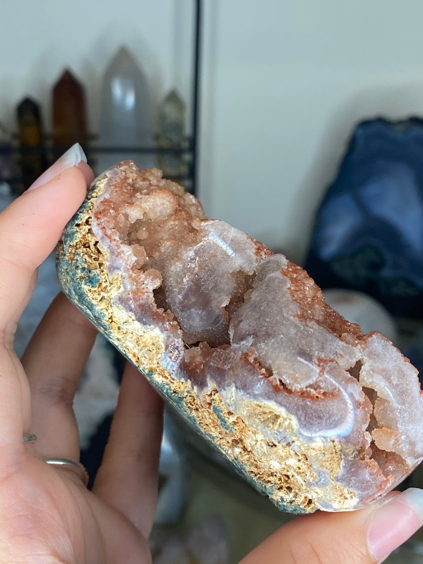 (Reduced) Pink amethyst heart and stand