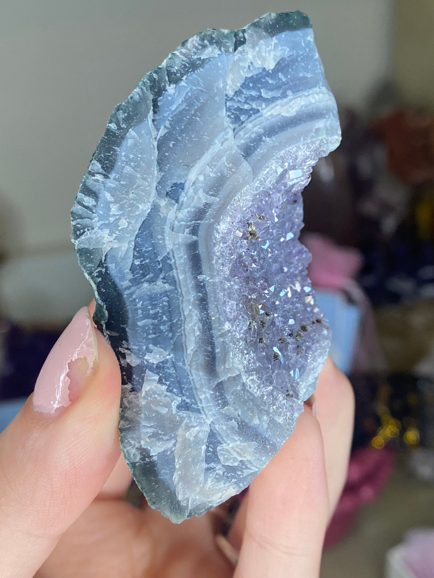 Raw Indian amethyst with blue lace agate