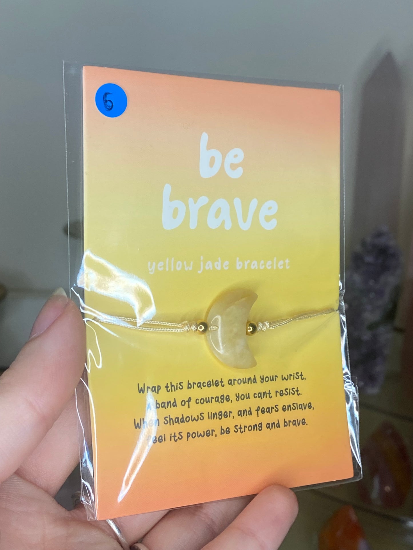 Yellow jade “be brave” bracelet