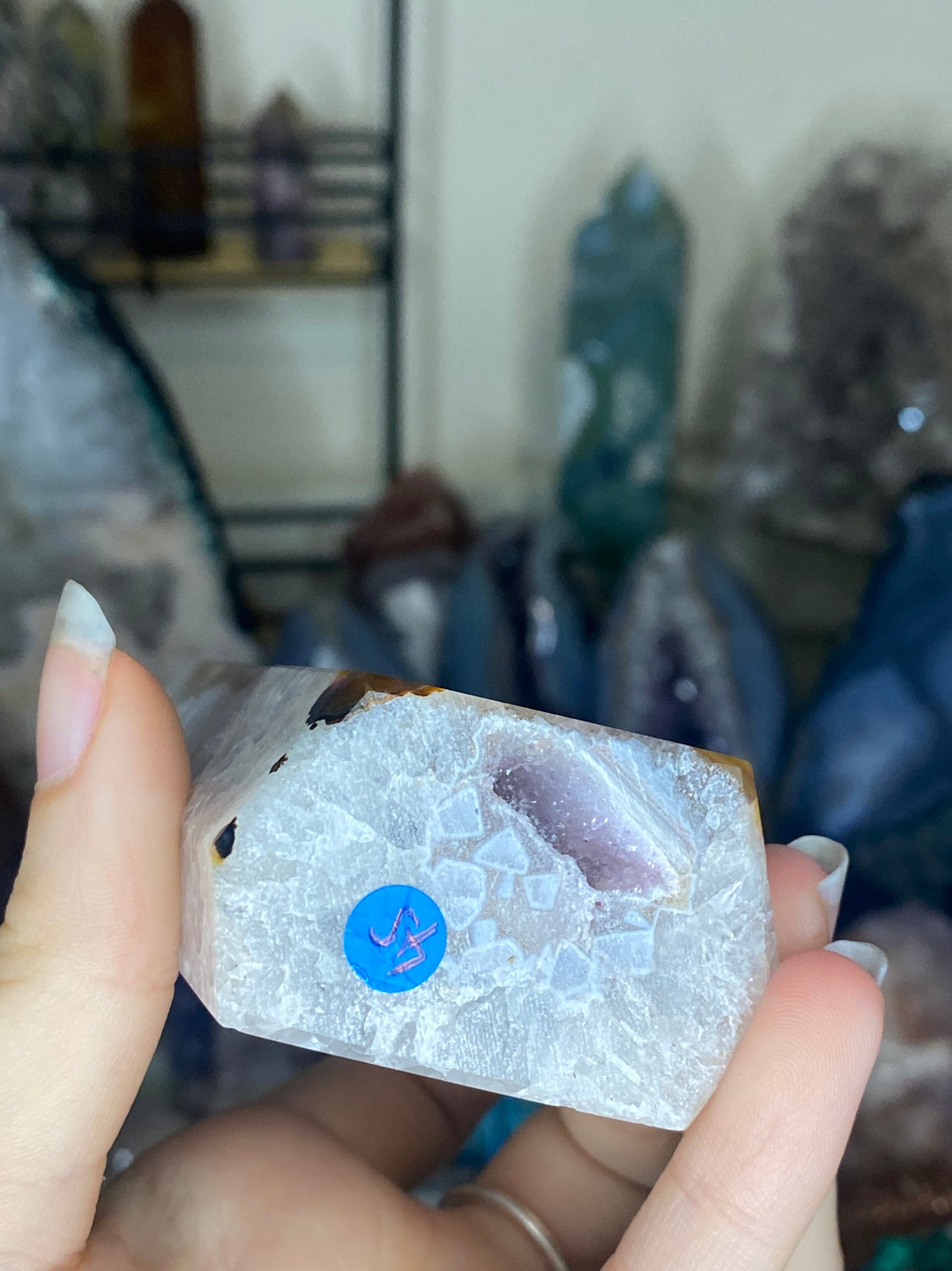 Lilac agate druzy tower