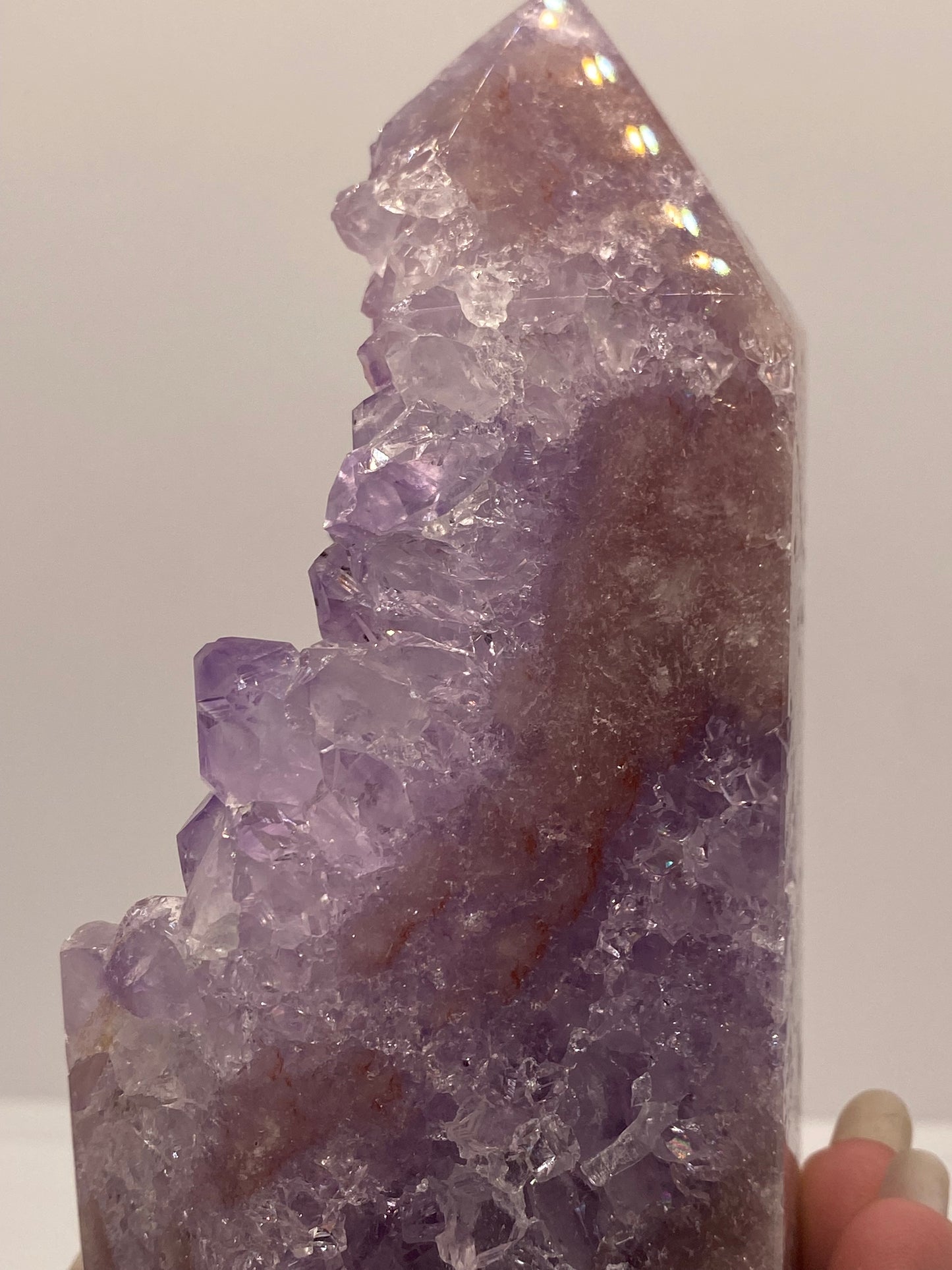 Large high grade pink amethyst tower