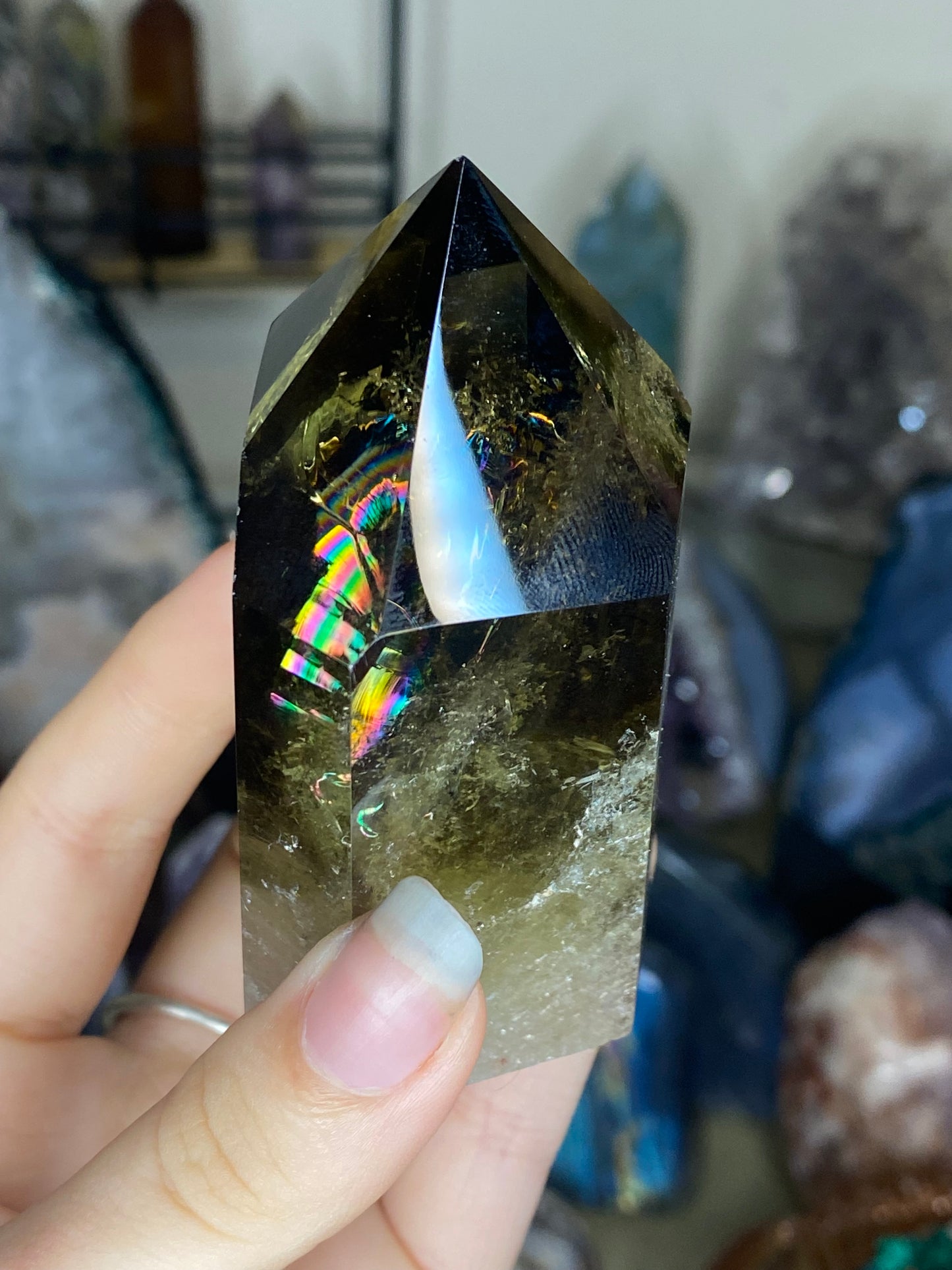 Smokey citrine tower with rainbow