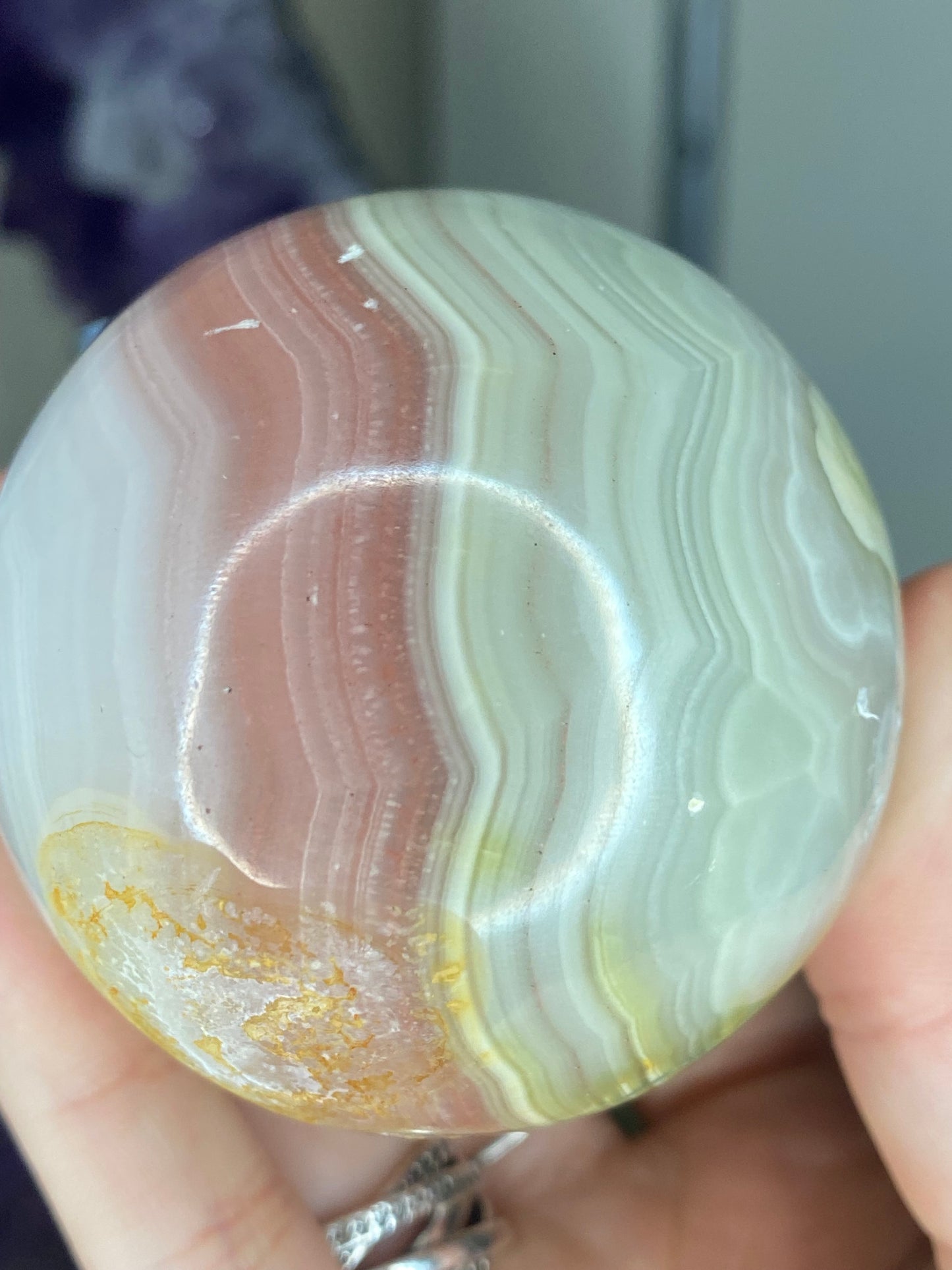 Pink banded onyx sphere