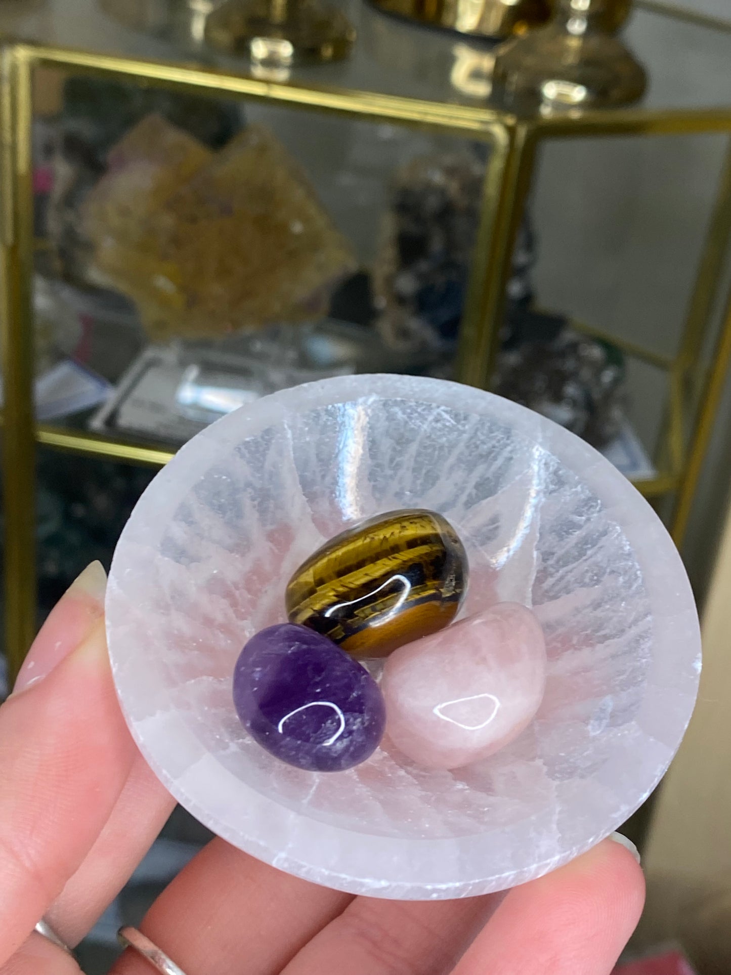 Mini selenite bowl and tumble bundle