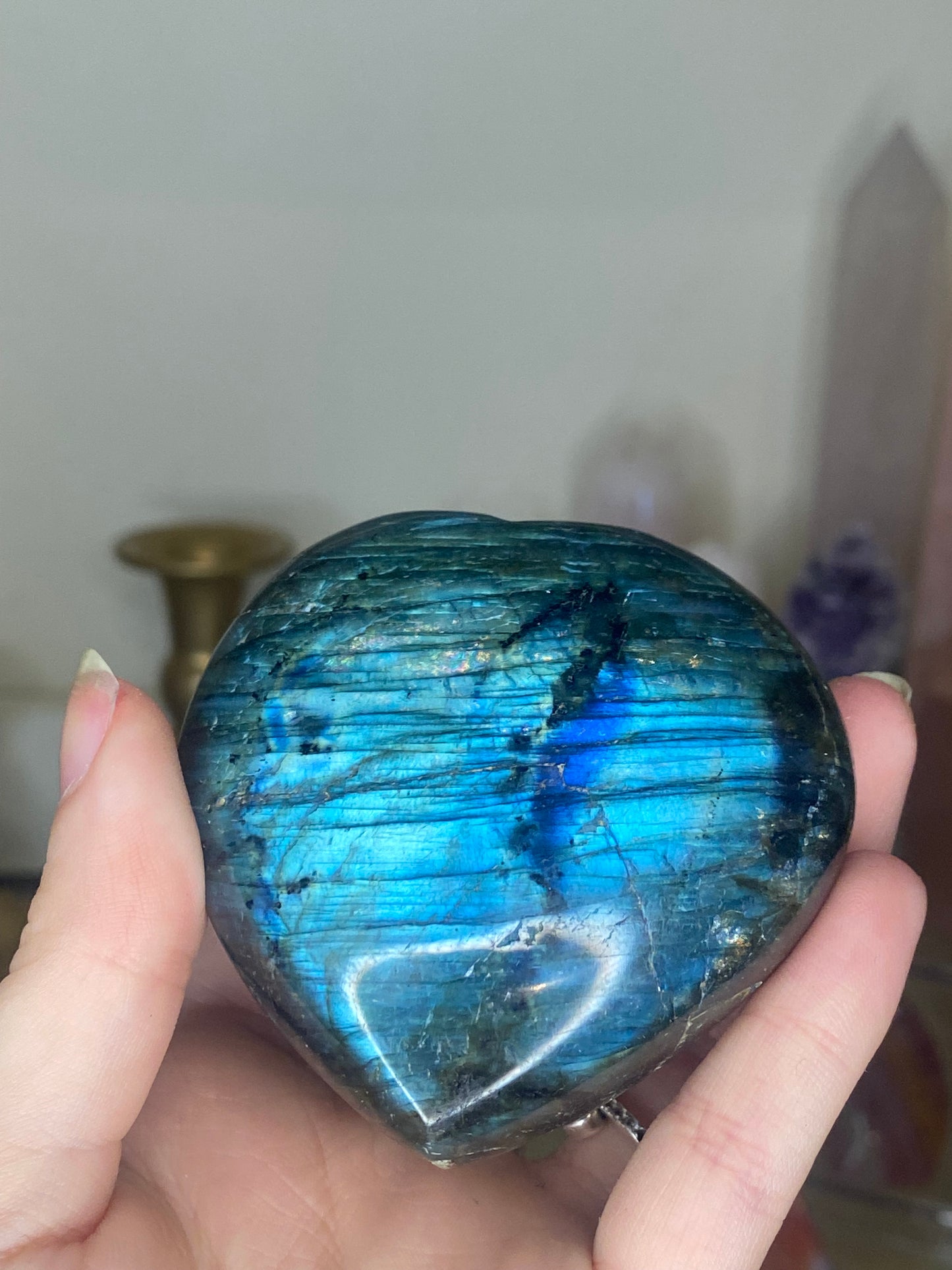 Blue labradorite heart