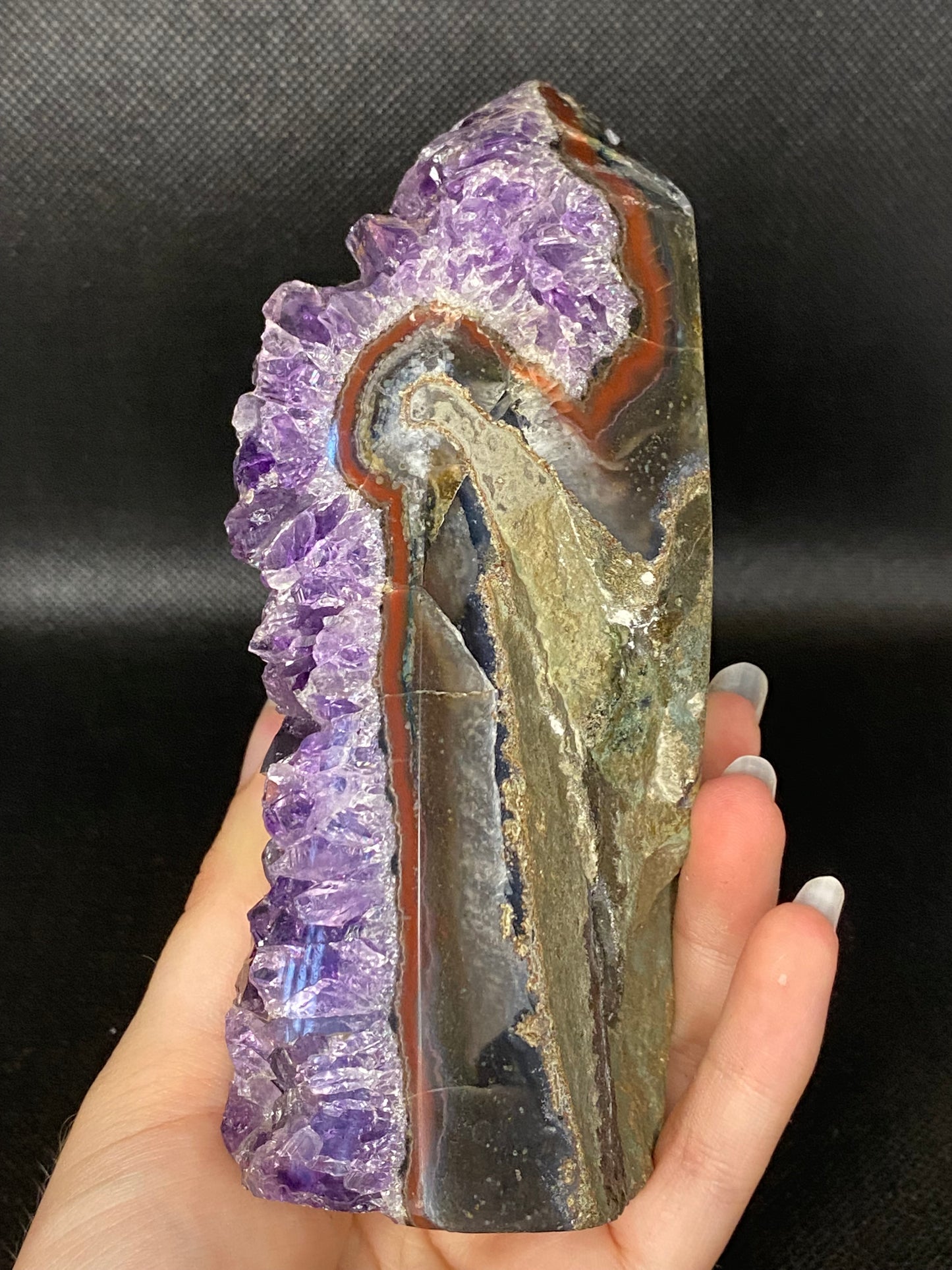 Large amethyst with agate tower