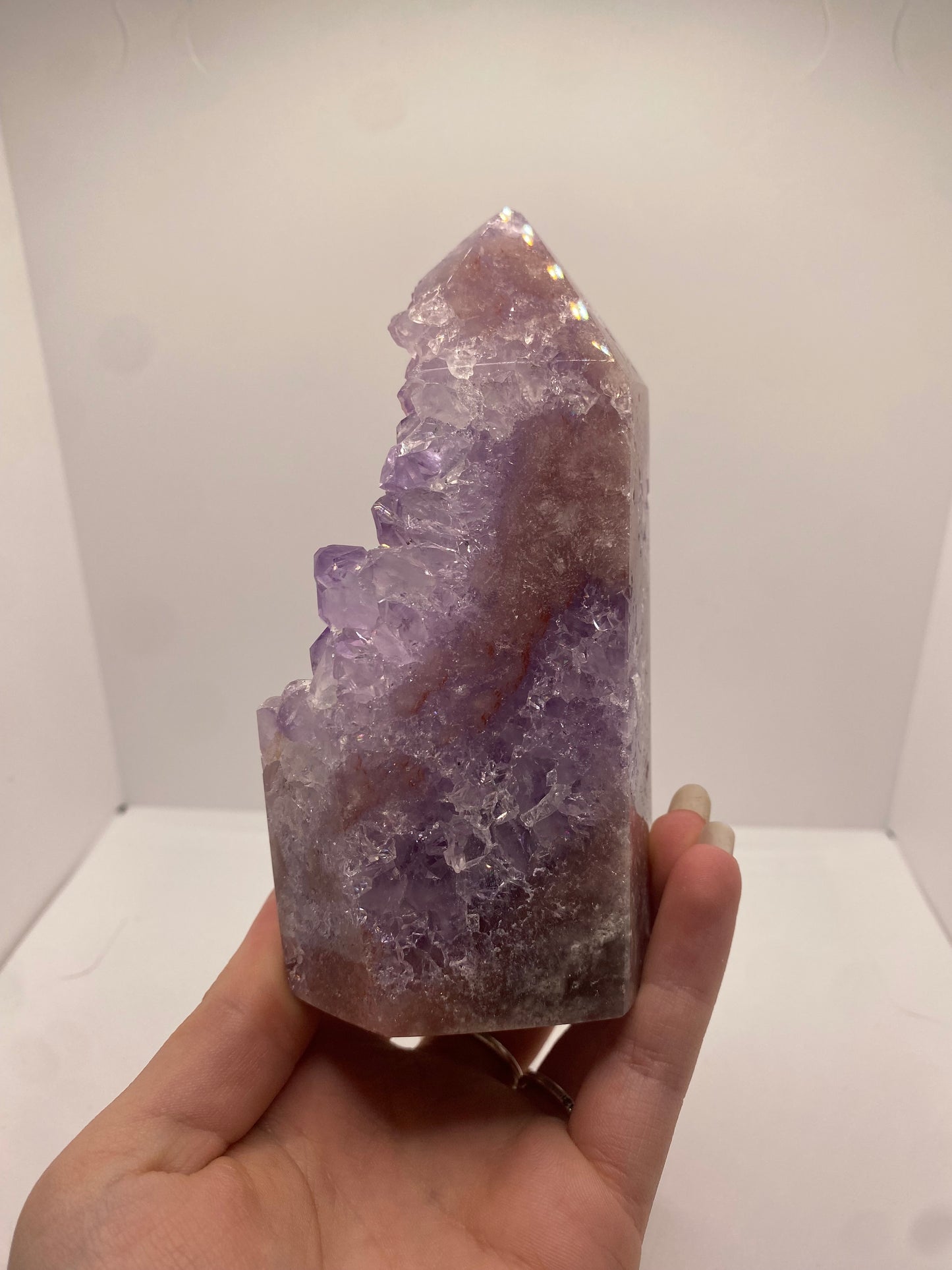 Large high grade pink amethyst tower