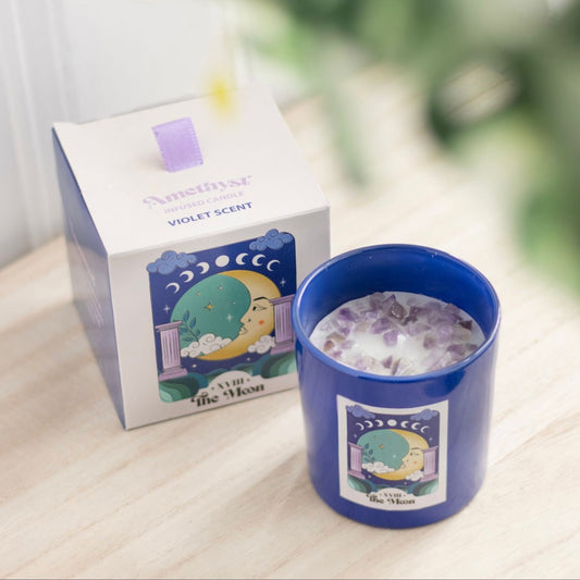 The moon amethyst chip candle