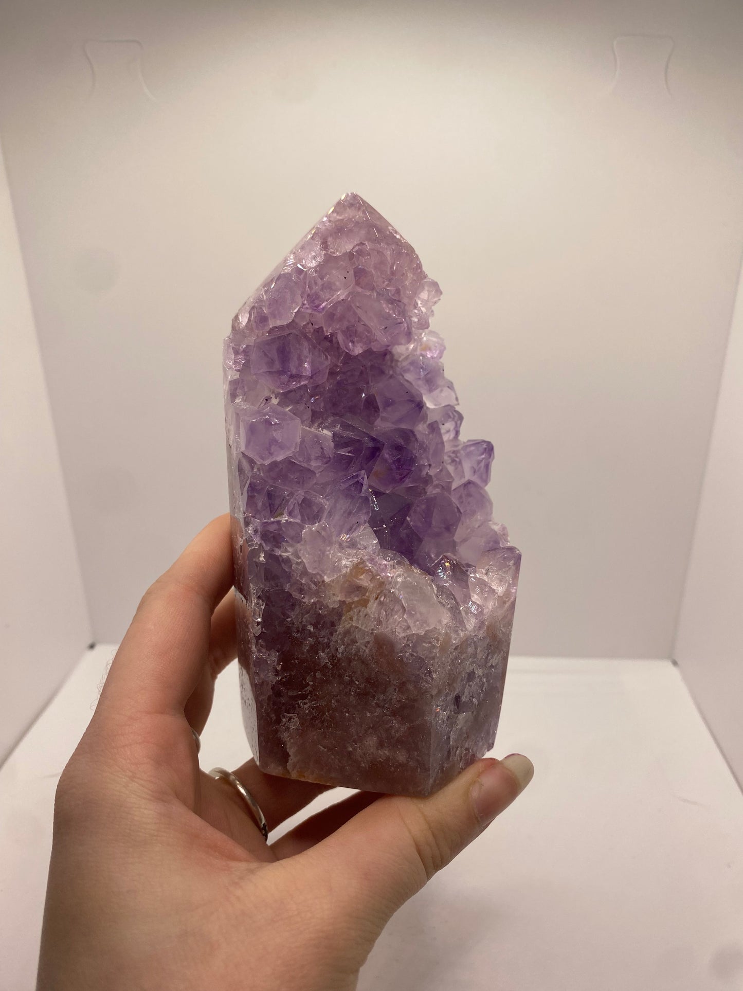 Large high grade pink amethyst tower