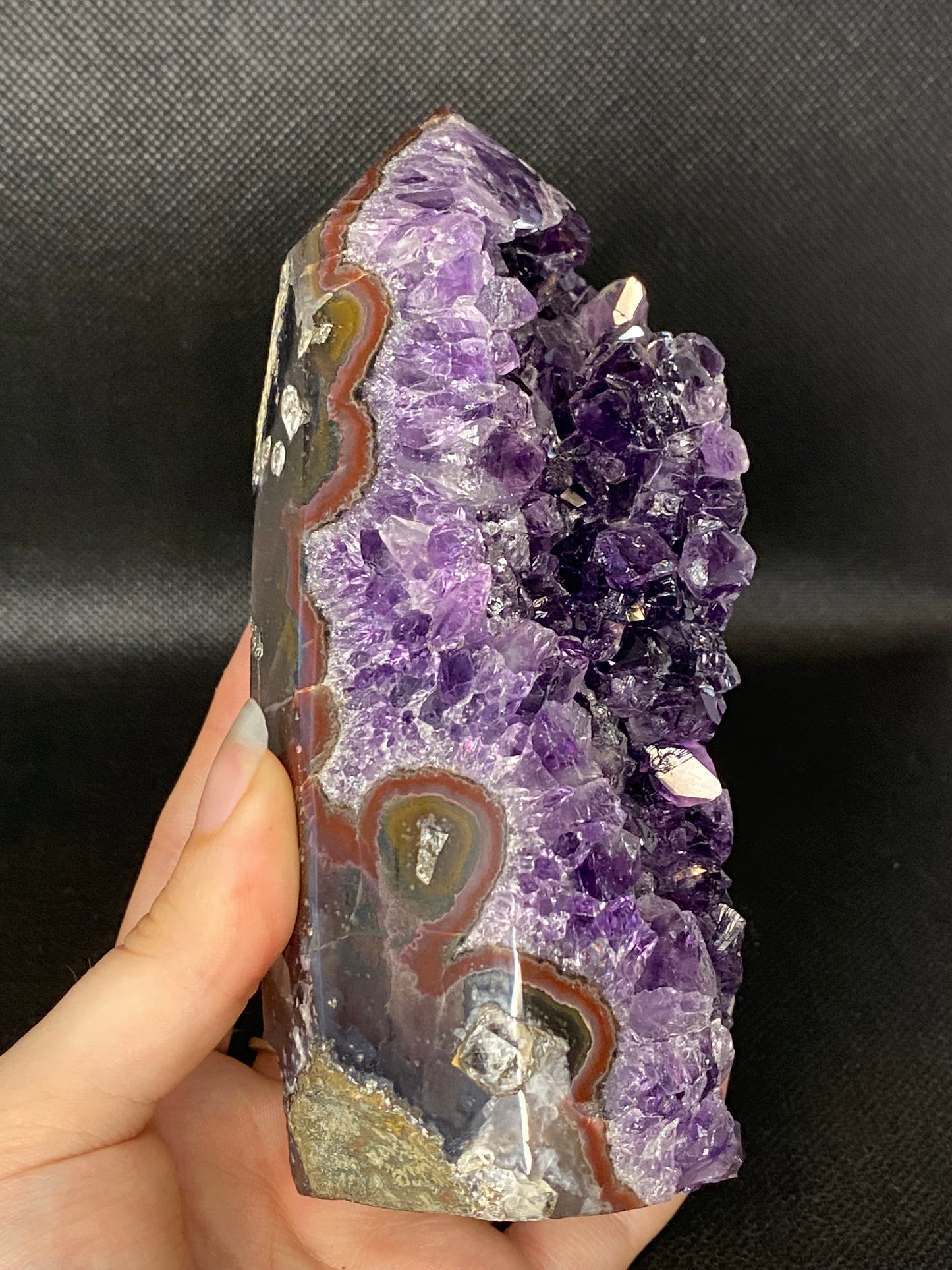 Large amethyst with agate tower