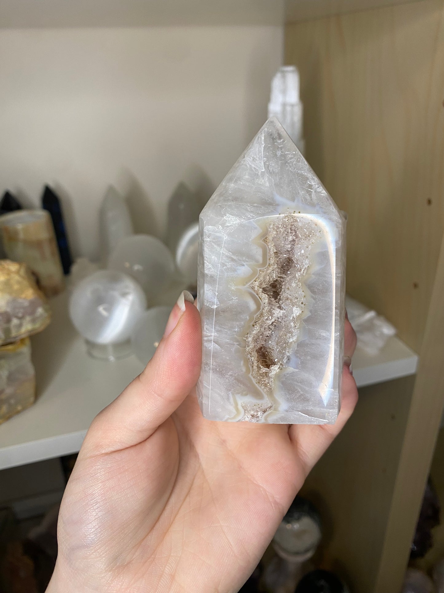 Agate druzy tower