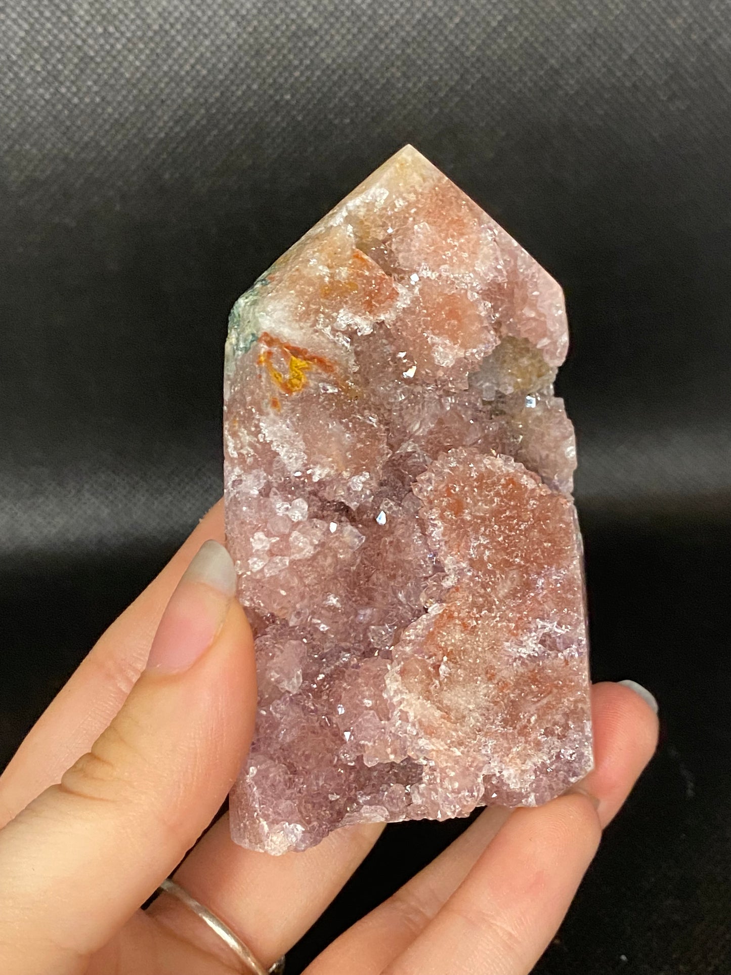 High grade druzy pink amethyst tower