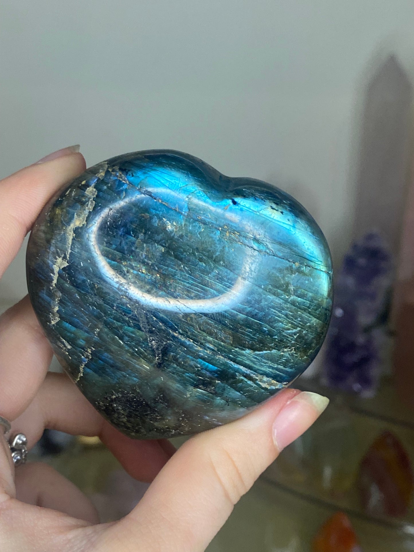 Blue labradorite heart