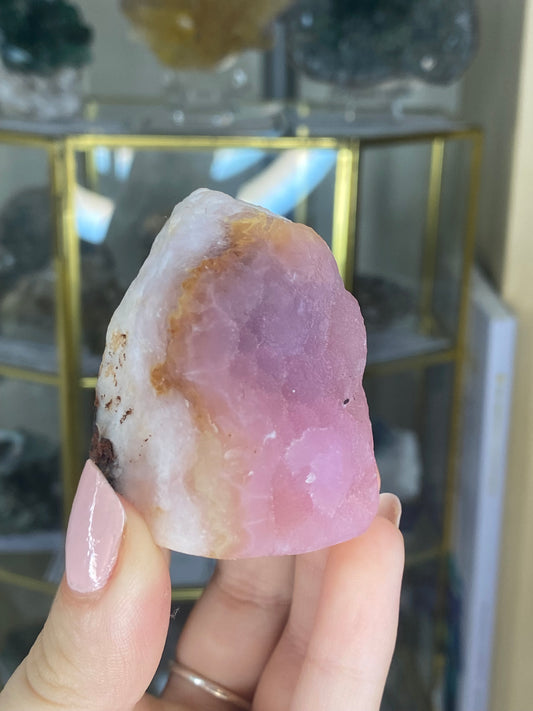 Pink aragonite freeform