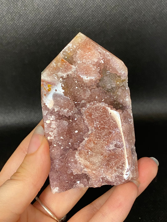 High grade druzy pink amethyst tower