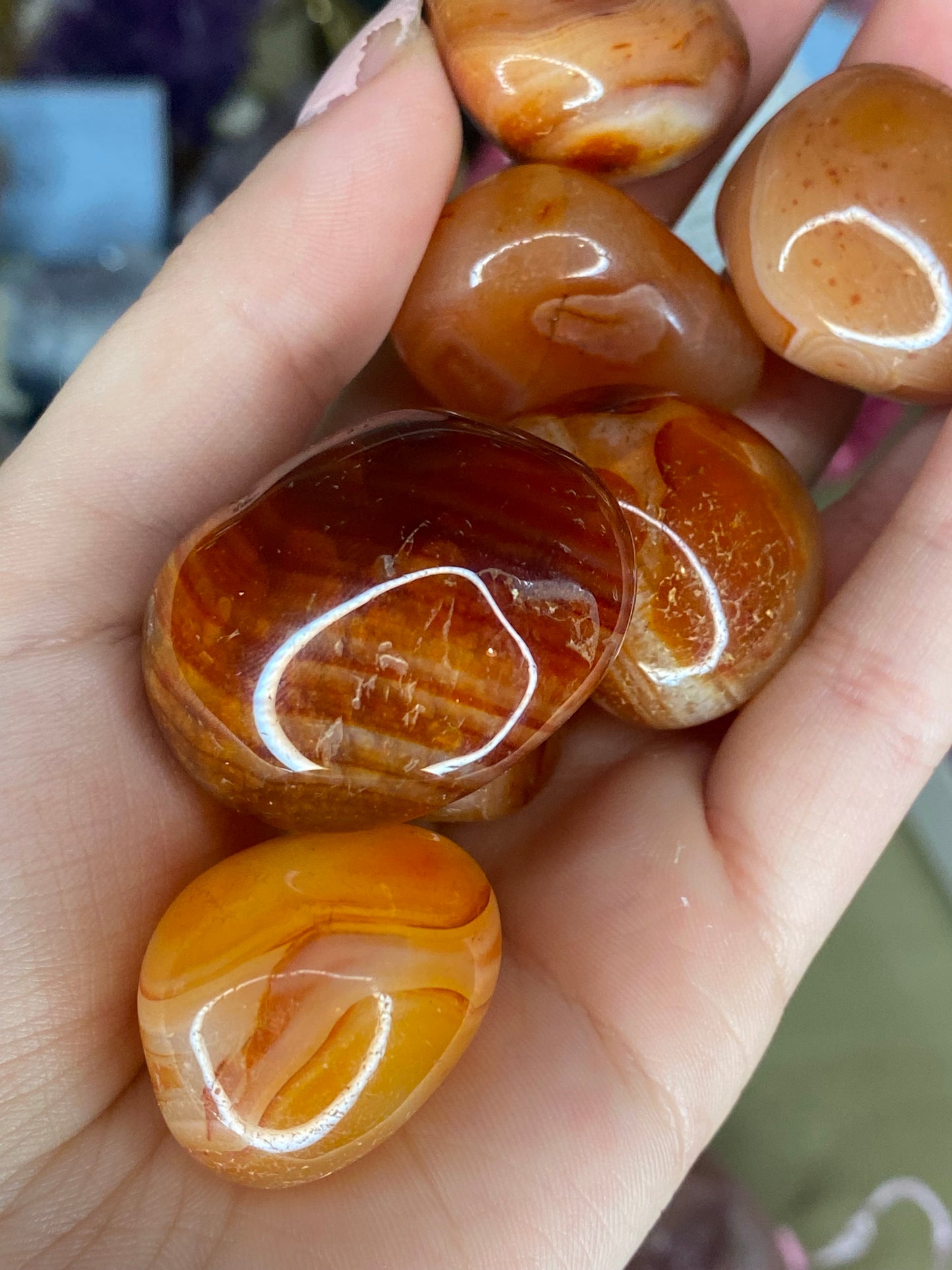 Banded carnelian tumbled stones