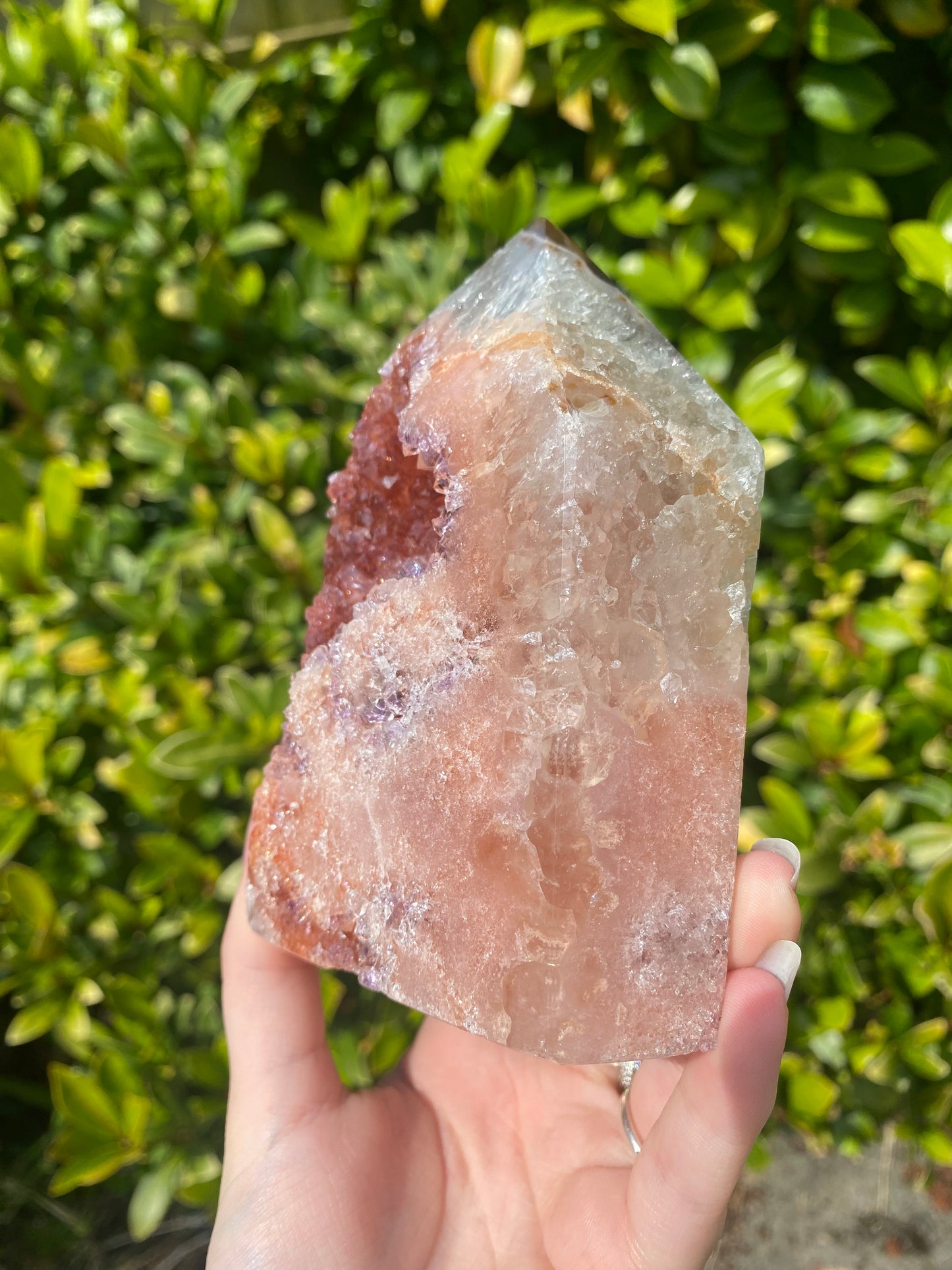 XL pink amethyst tower with agate