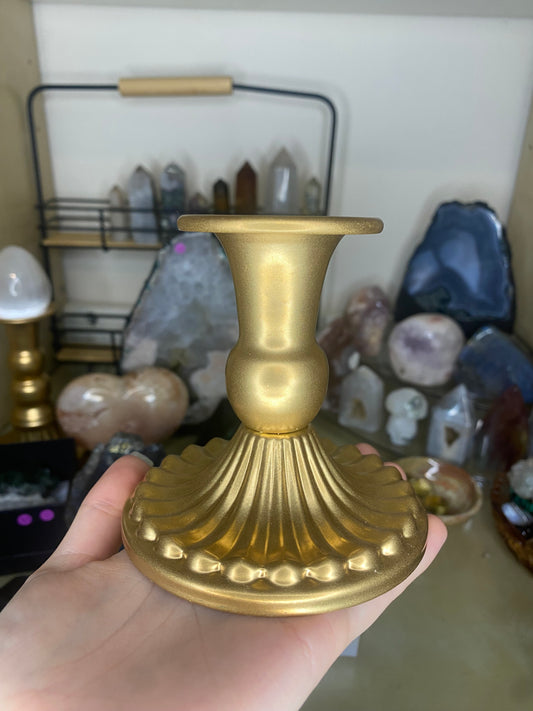 Gold metal sphere stand / candle stick holder