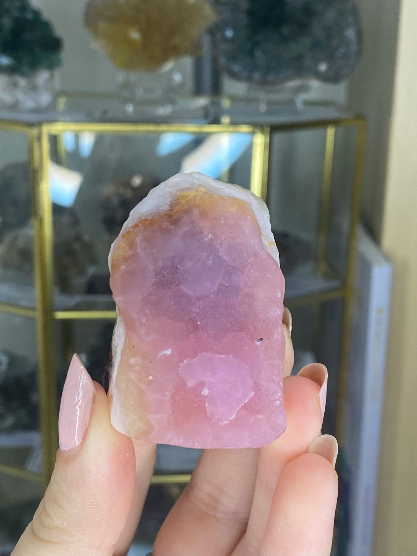 Pink aragonite freeform