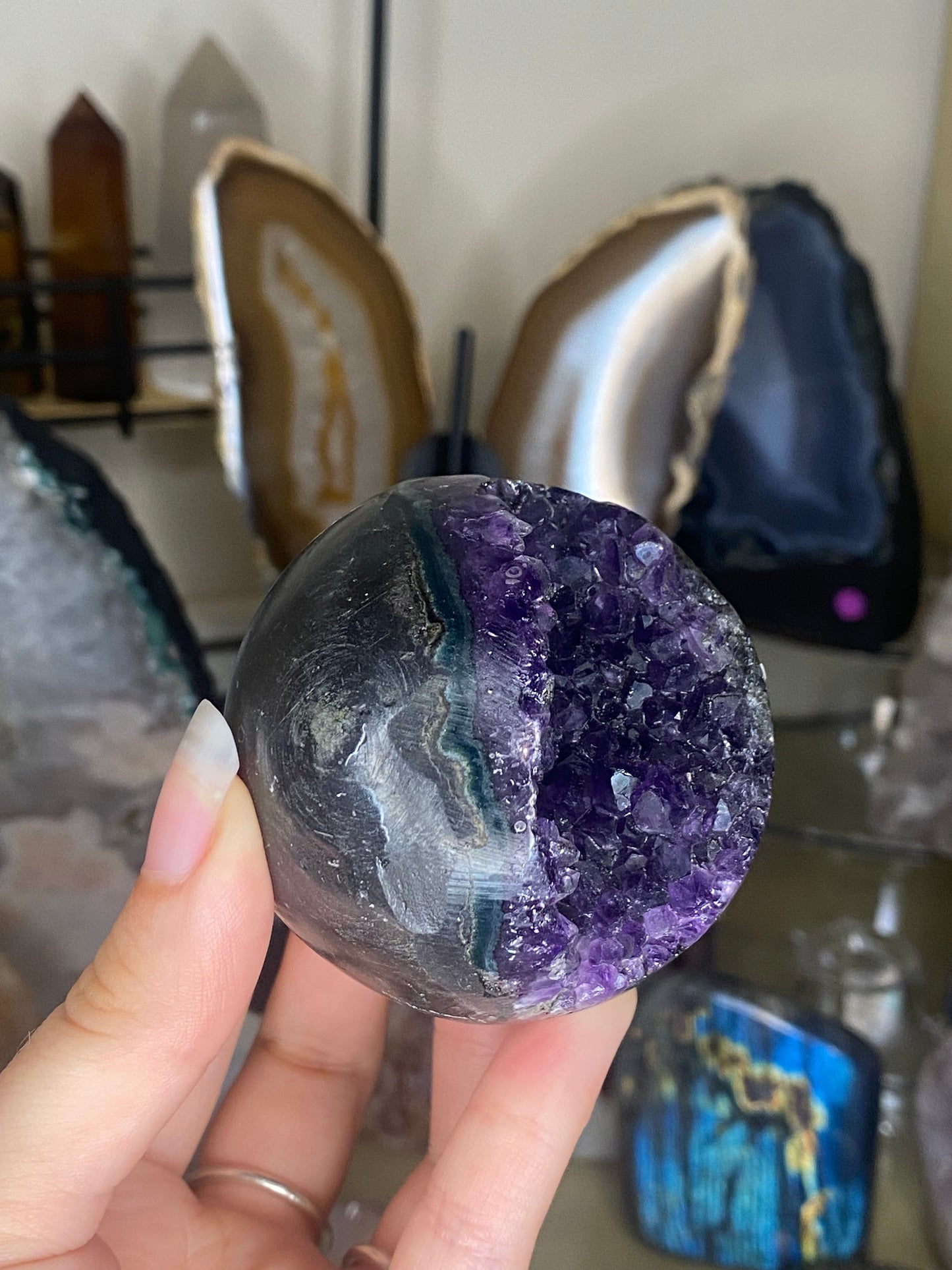 Amethyst sphere and stand