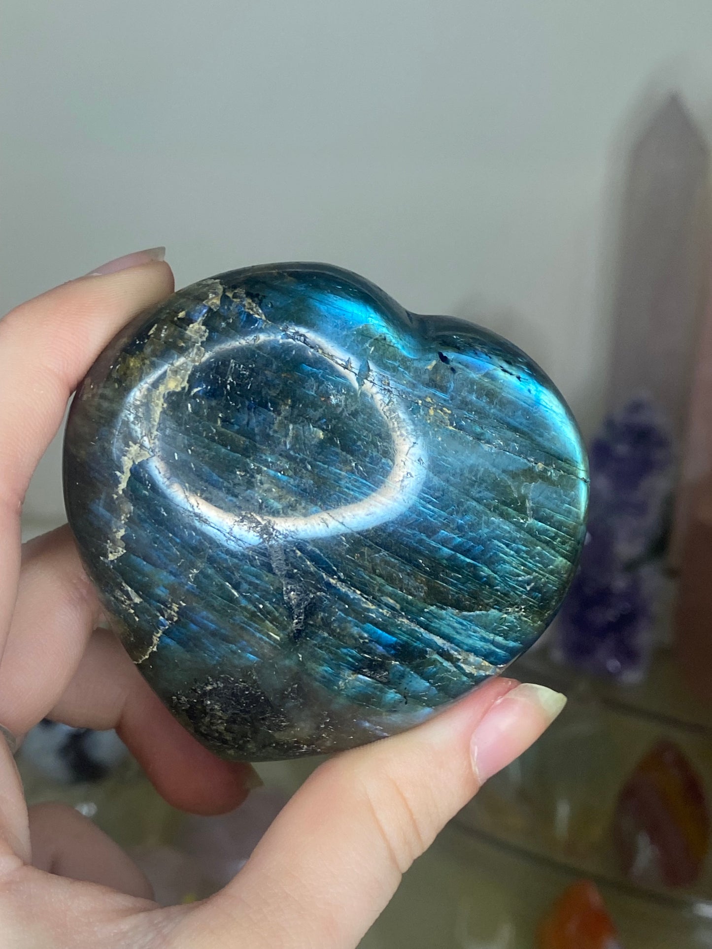 Blue labradorite heart