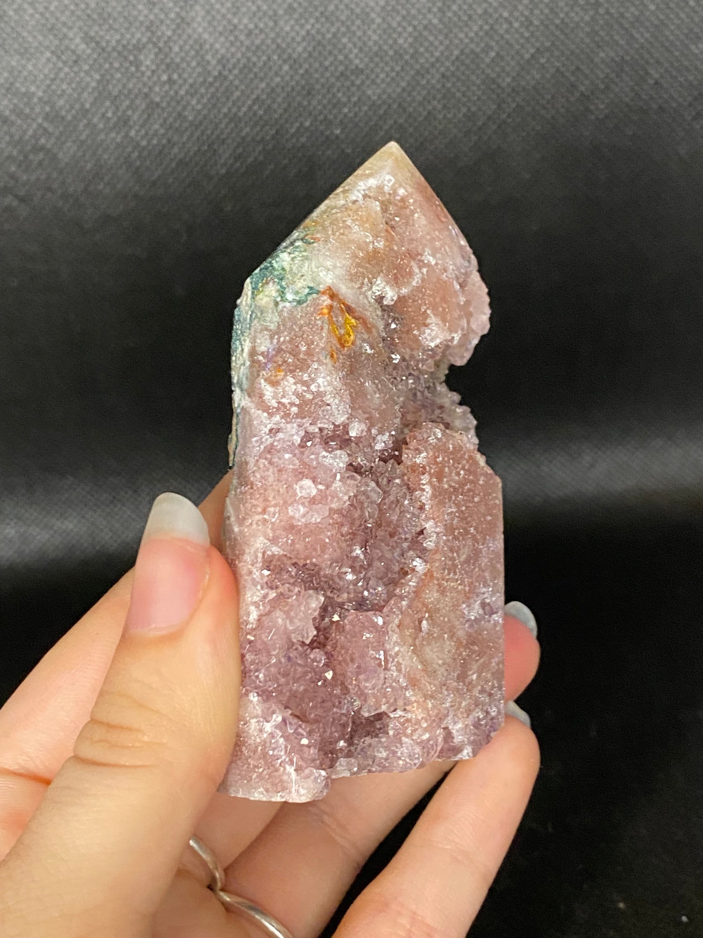 High grade druzy pink amethyst tower