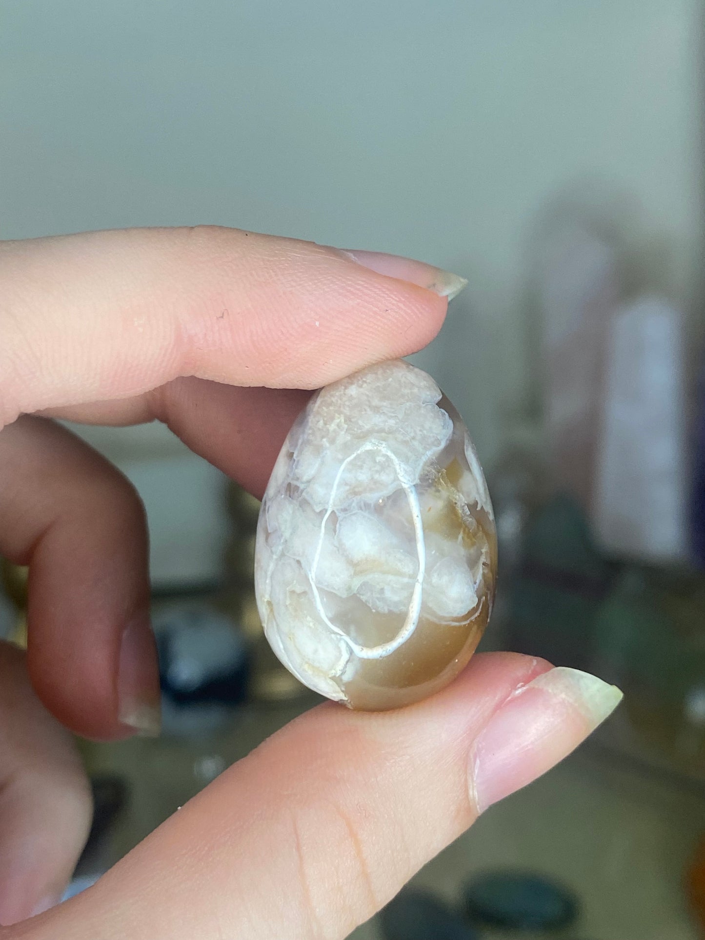 Mini flower agate eggs and stands